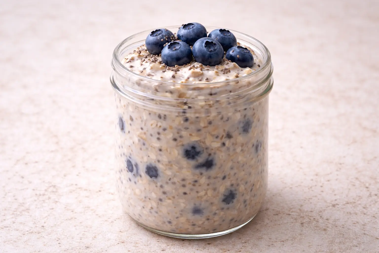 Blueberry Protein Overnight Oats - breakfast recipe, 415 calories per serving
