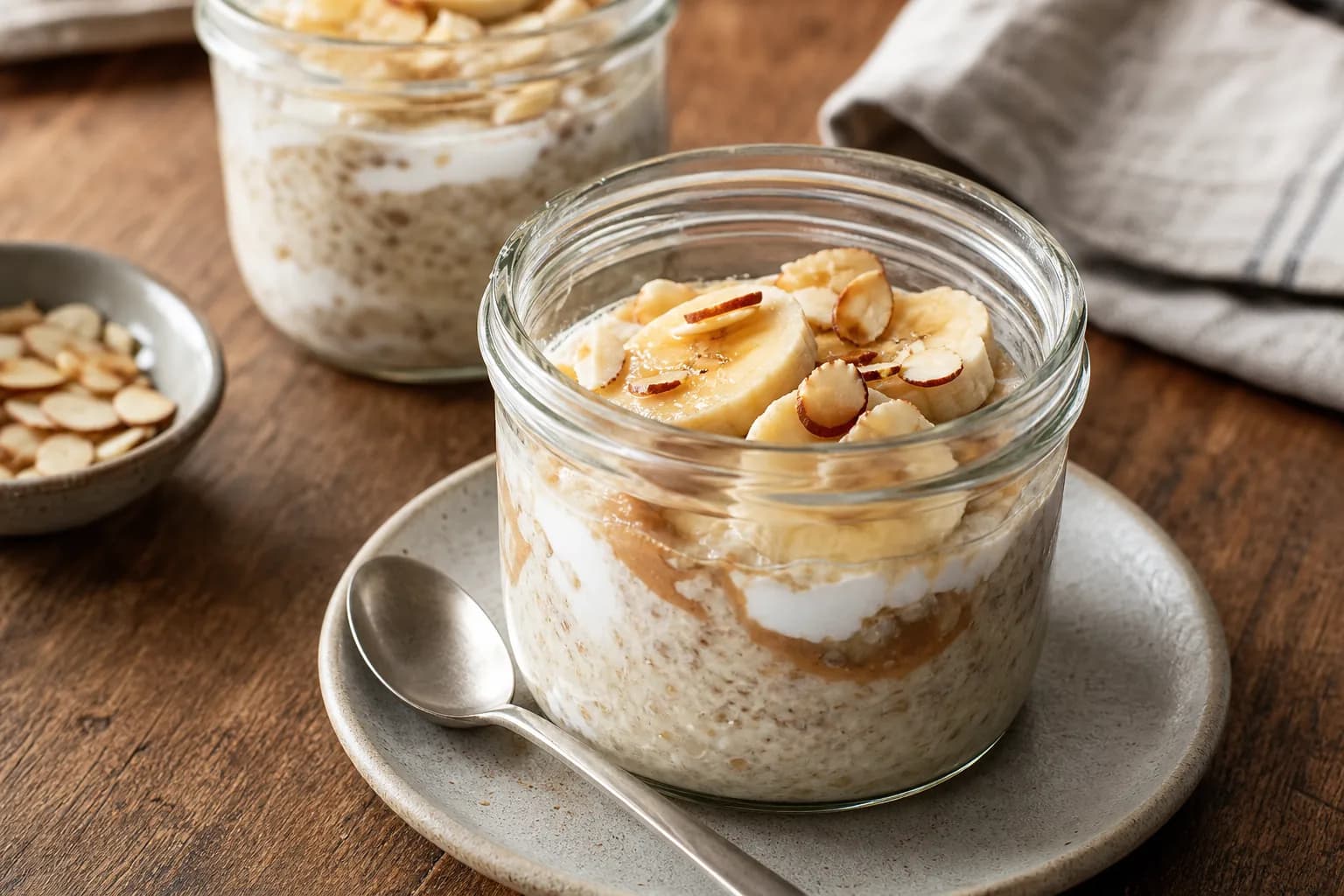 Almond Banana Skyr Overnight Oat Jar
