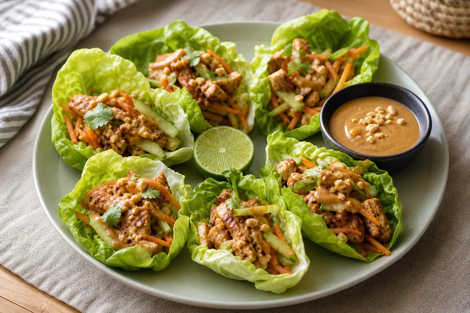 Chicken Satay Lettuce Cups