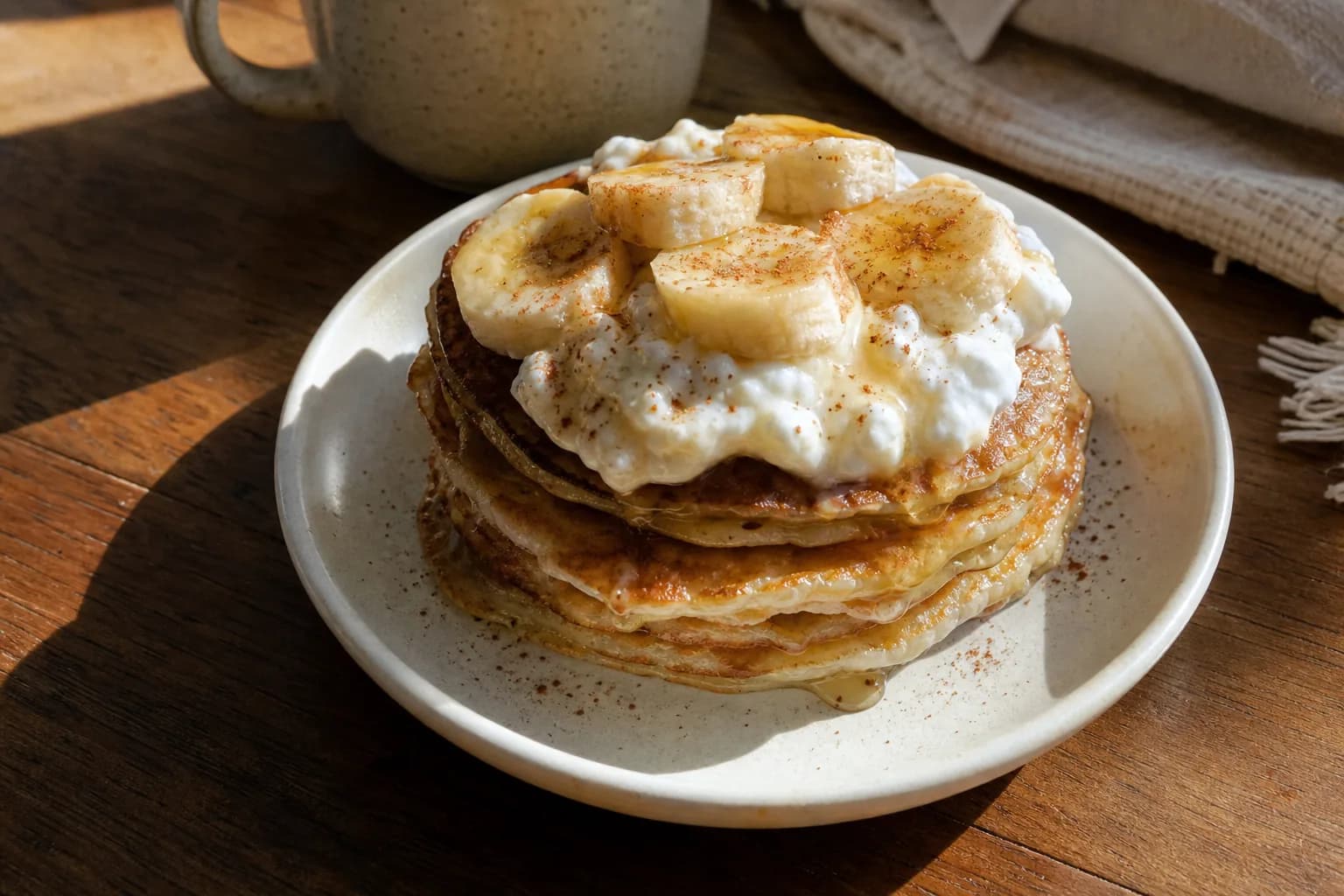 Cottage Cheese Banana Protein Pancakes