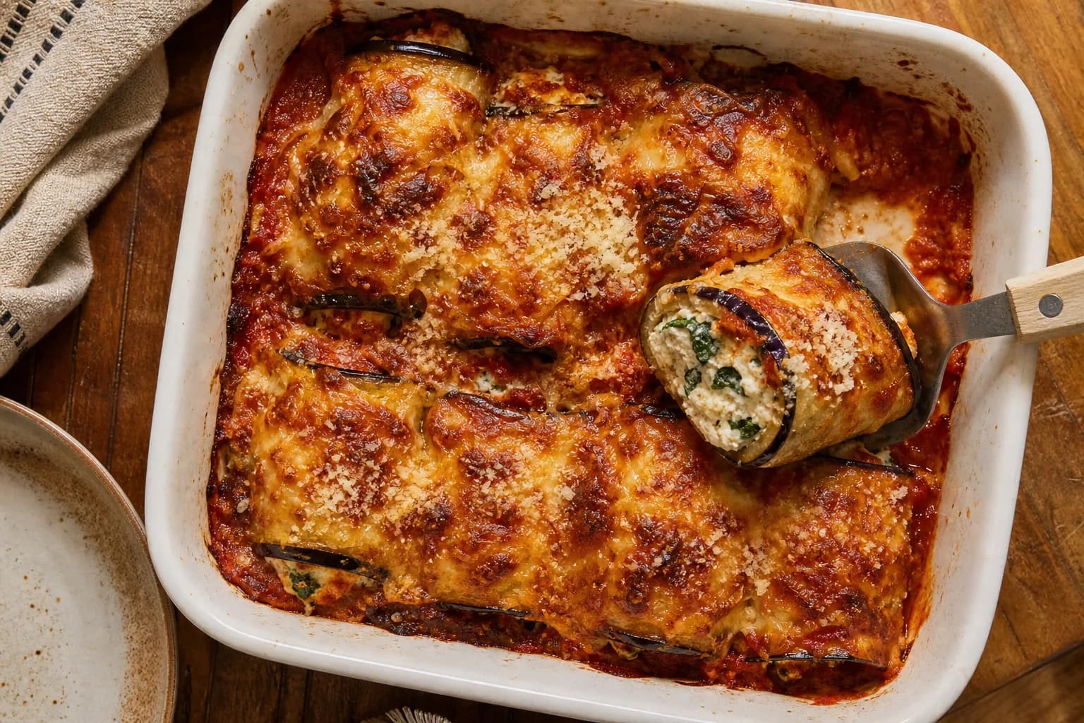 Eggplant Lasagna Roll-Ups with Ricotta and Spinach