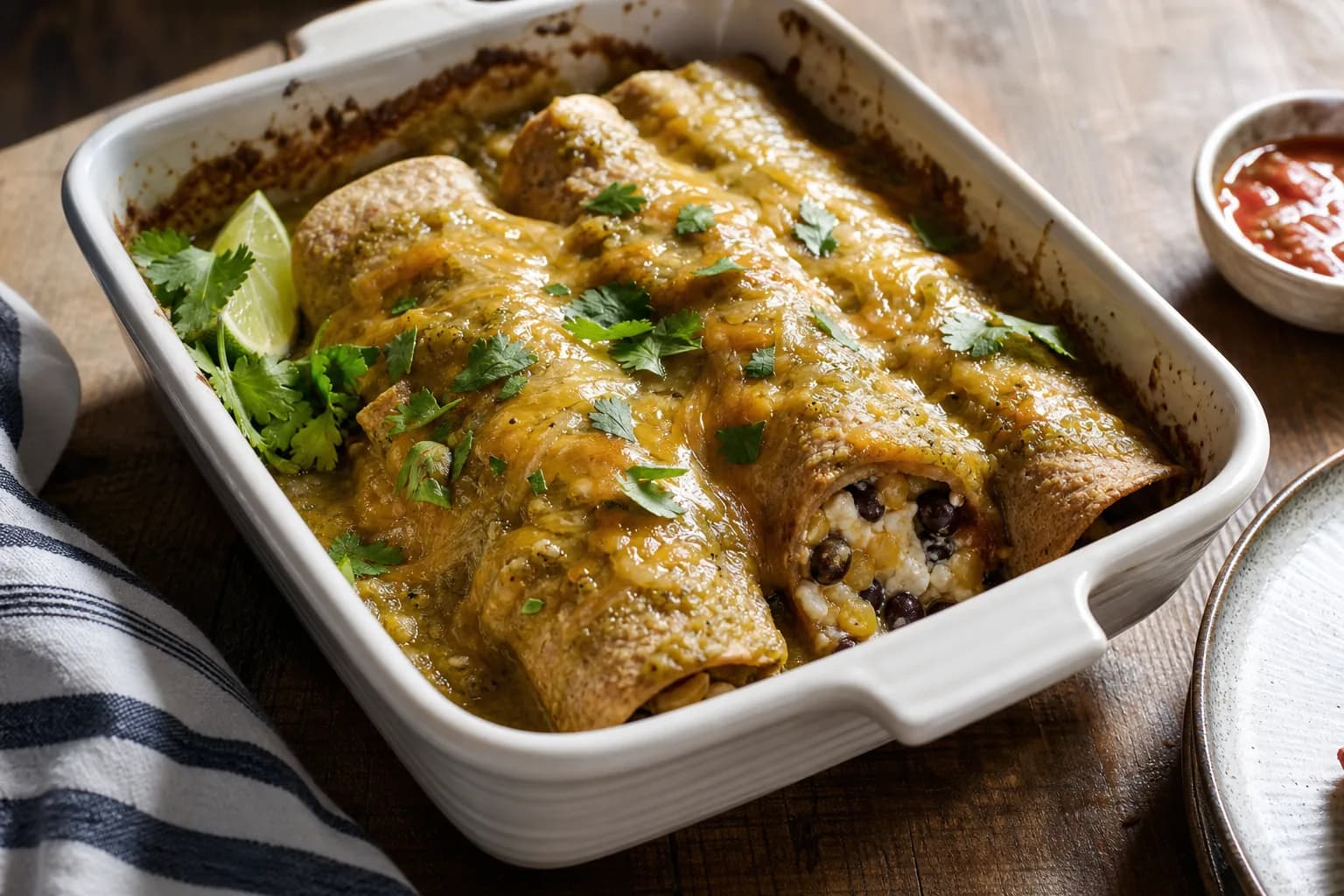 Black Bean & Cottage Cheese Enchiladas