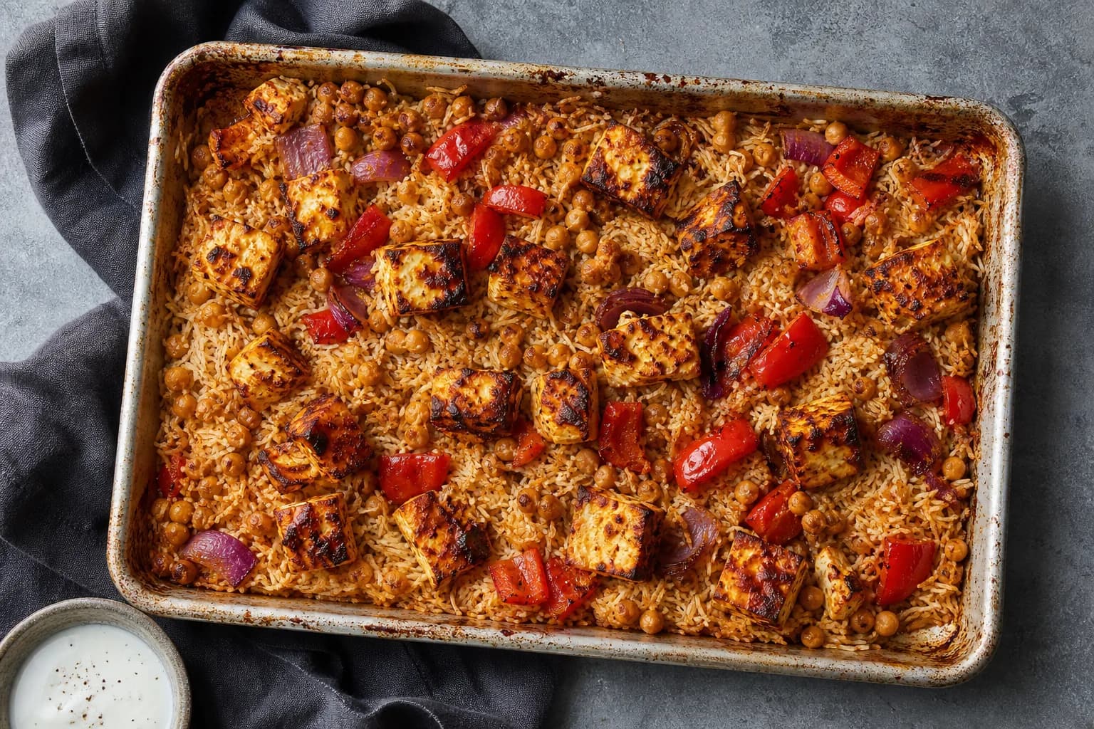 Paneer Tikka Tray Bake with Chickpea Basmati
