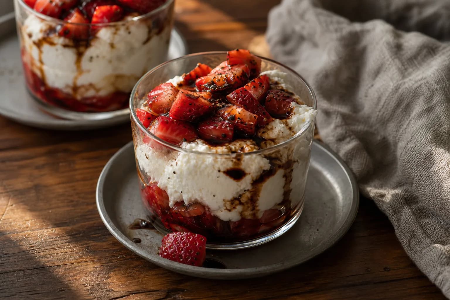 Strawberry Balsamic Whipped Ricotta Cup