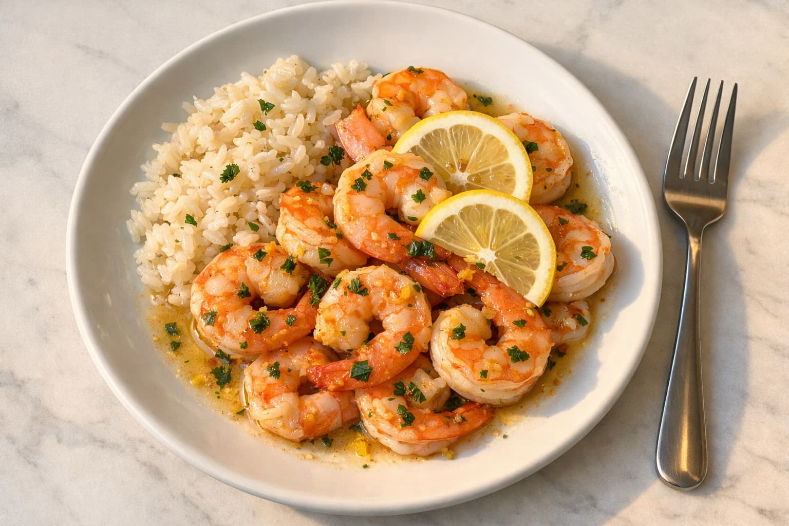 15-Minute Lemon Garlic Butter Shrimp - dinner recipe, 290 calories per serving
