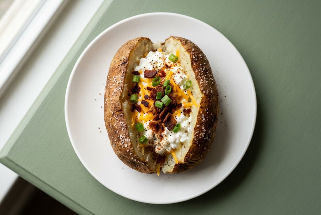 Loaded Cottage Cheese Baked Potato