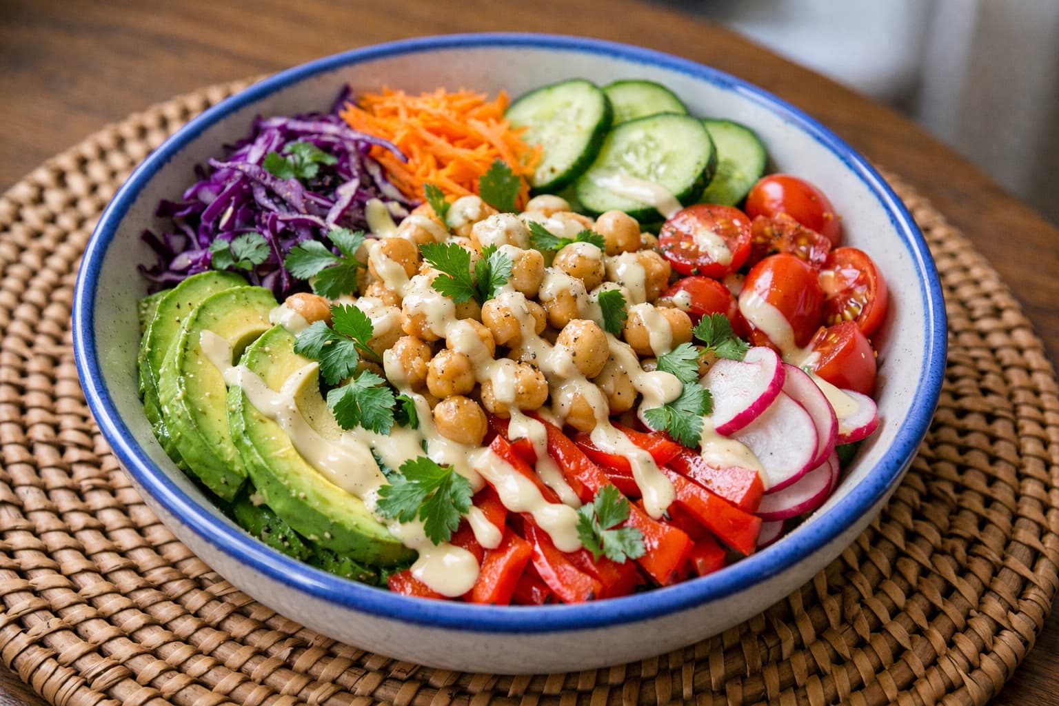 Rainbow Chickpea Tahini Bowl